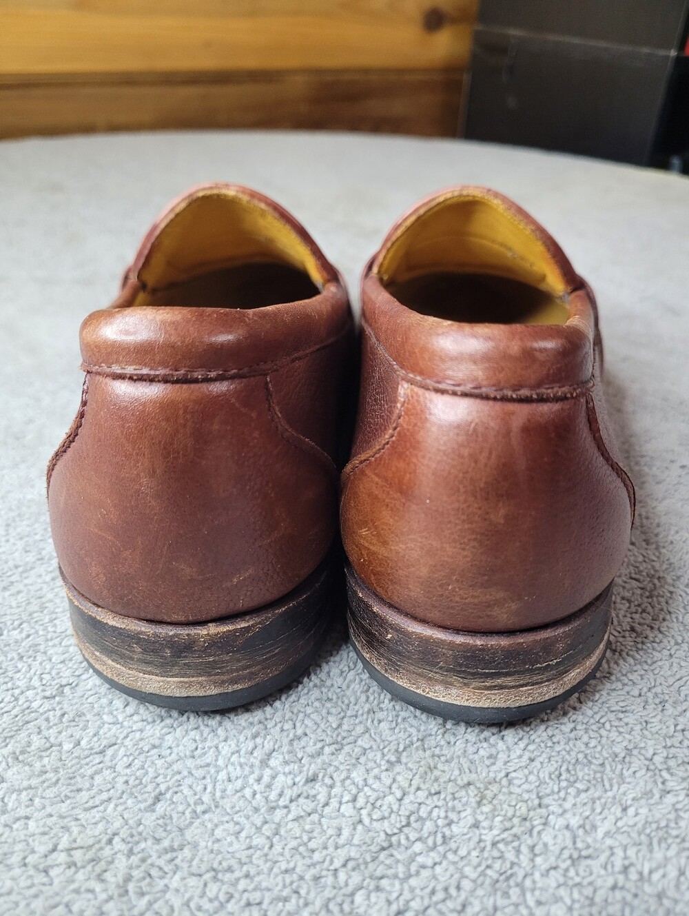 Vintage FootJoy Penny Loafers Mens 9.5 C Handsewn Brown Woven Leather 79276 USA - Picture 4 of 7